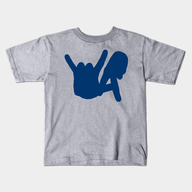 LA Rocks Silhouette, Blue Kids T-Shirt by Niemand